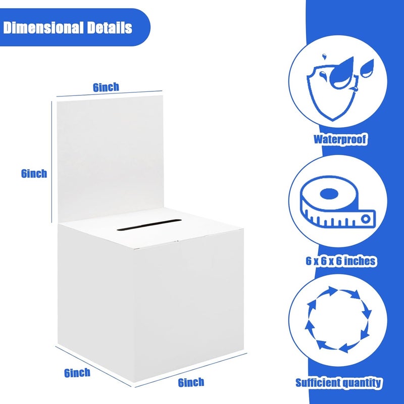 Ysglory 12 Pack Raffle Ticket Box White Cardboard Suggestion Box with Slot Donation Ballot Boxes for Fundraising Collecting Business Card Voting Contest, 6 x 6 x 6 Inches - Image 4